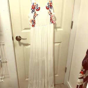 Long white beach cover up or maxi dress